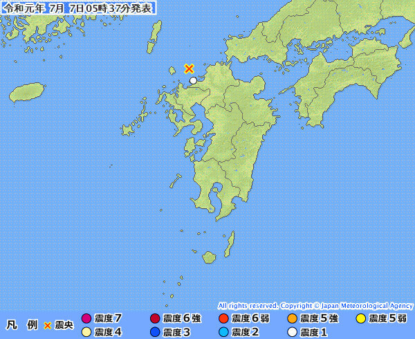 地震情報の画像