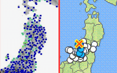 強震モニタと地震情報の画像