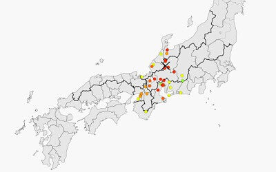 天正大地震の予想震度の画像