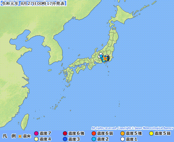 地震情報の画像