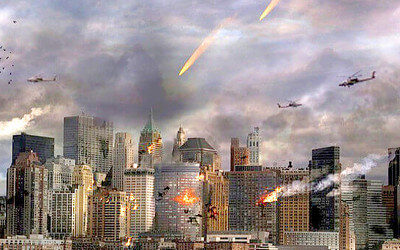 隕石飛来のイラスト