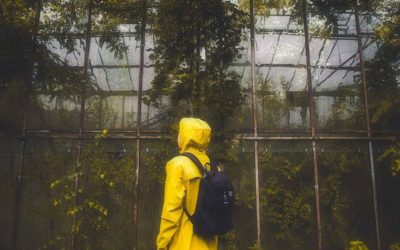 雨カッパ姿の写真