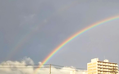 ダブルレインボーの写真