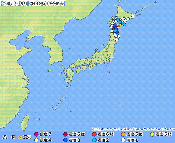 地震情報の画像