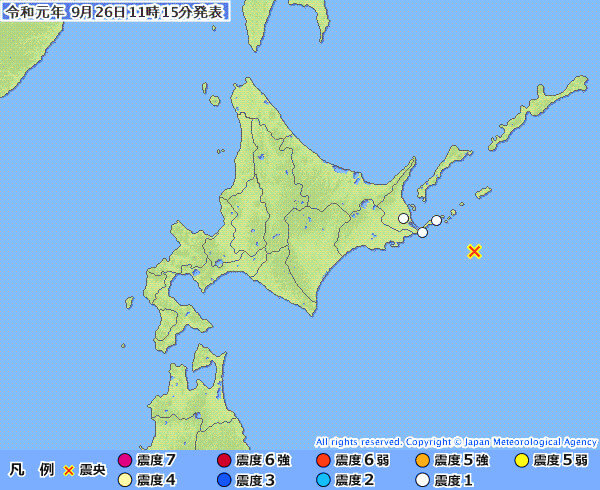 地震情報の画像
