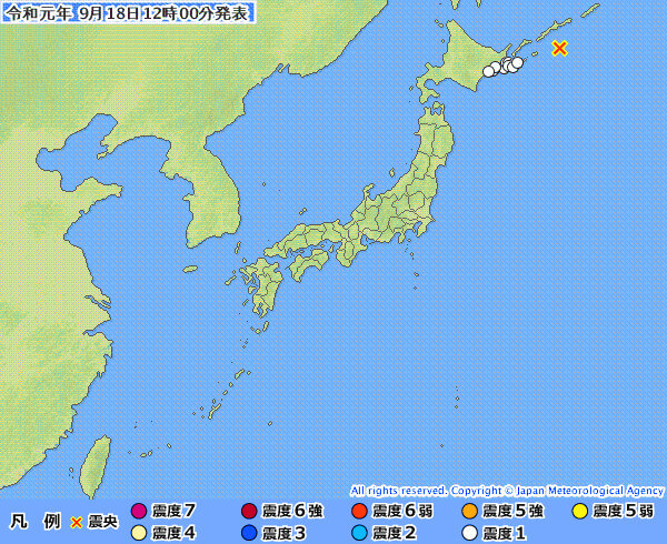 地震情報の画像