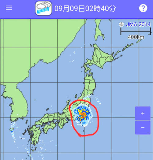 台風15号の天気図