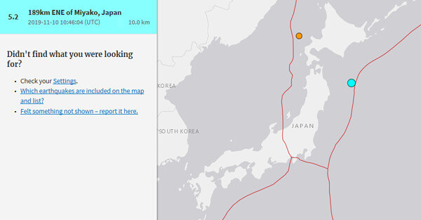 地震情報の画像