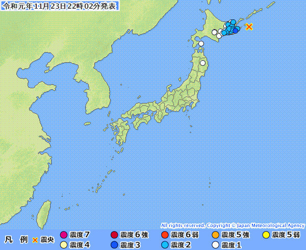 地震情報の画像