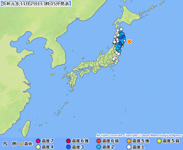 地震情報の画像
