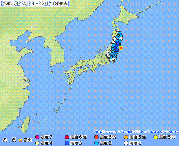 地震情報の画像