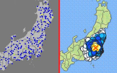 強震モニタと地震情報の画像