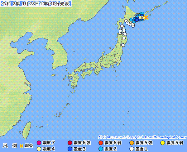 地震情報の画像