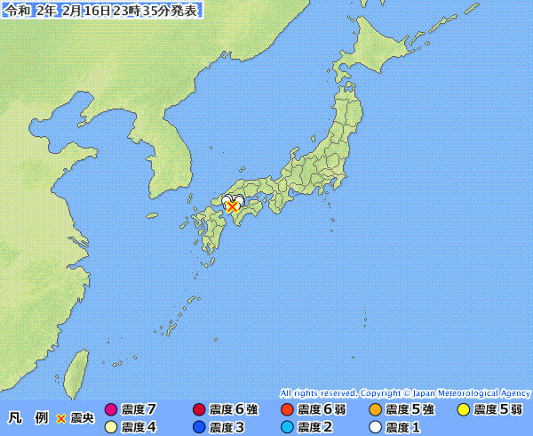 地震情報の画像
