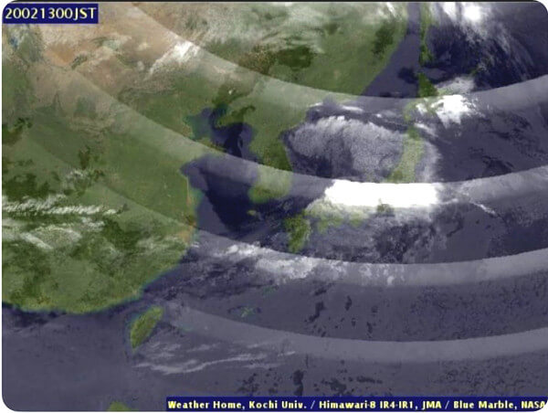 日本付近短波長赤外差分画像