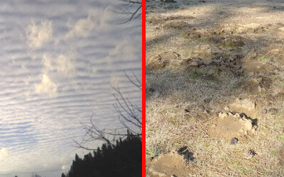 地震雲とモグラ塚の写真