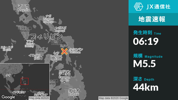 地震情報の画像