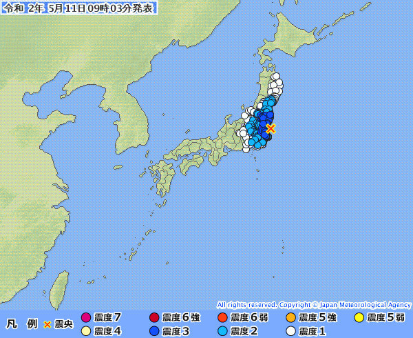 地震情報の画像