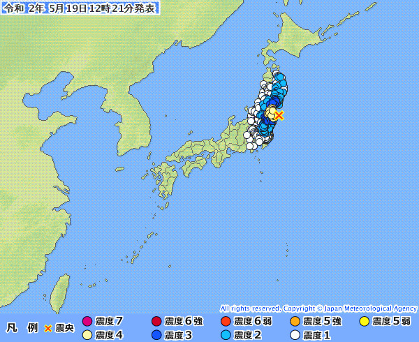 地震情報の画像