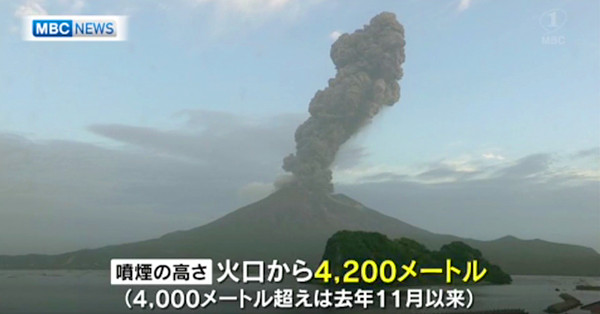 桜島の噴火(ニュース画像)