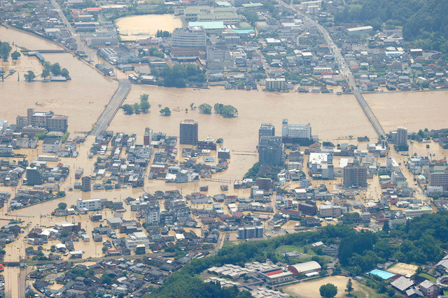 熊本で発生した洪水の写真