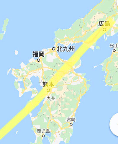 地震予知の場所を記した日本地図の画像