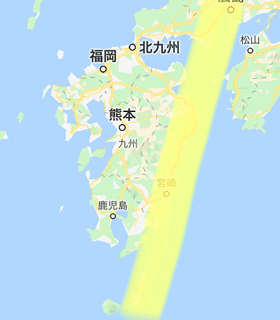 地震予知の場所を記した日本地図の画像