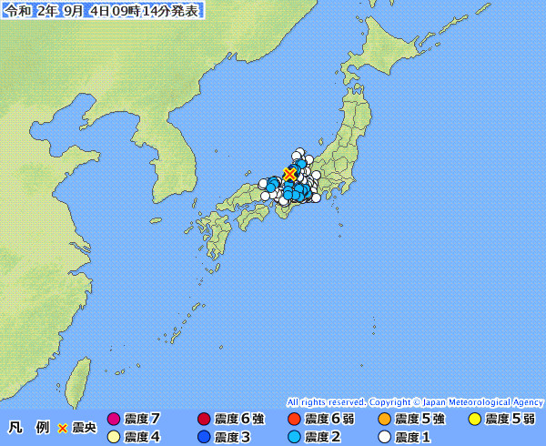地震情報の画像