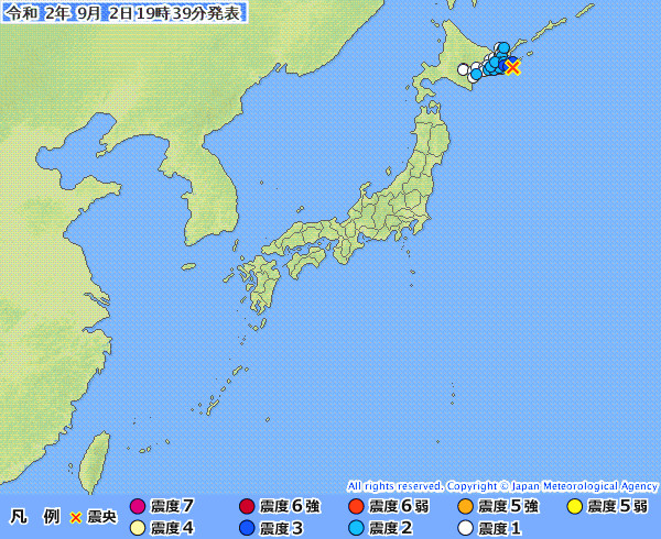 地震情報の画像