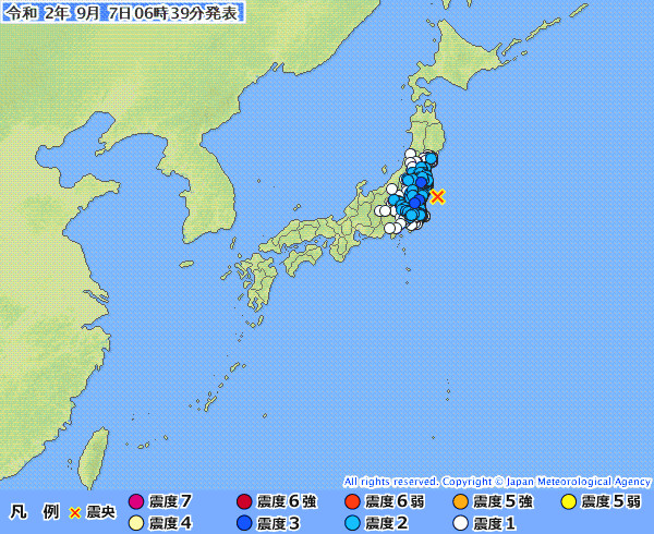 地震情報の画像