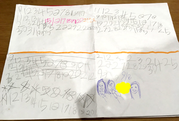 まるちゃんさんのお子さんが描いたメモ