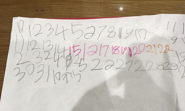 まるちゃんさんのお子さんが描いたメモ