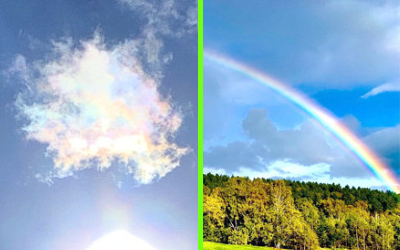 彩雲と虹の写真