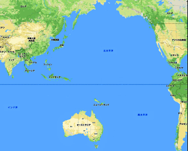 世界地図(オーストラリアの位置)