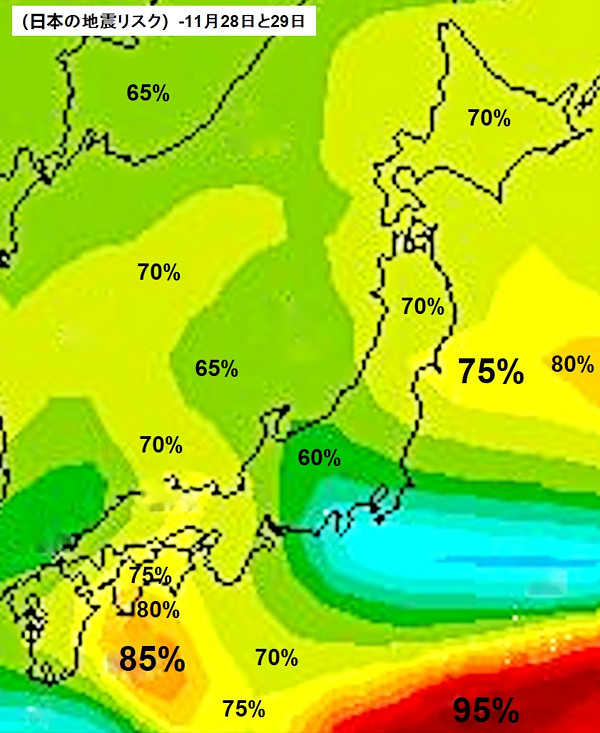 六曜による地震発生確率マップ