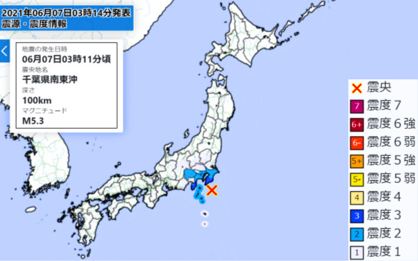 地震情報の画像