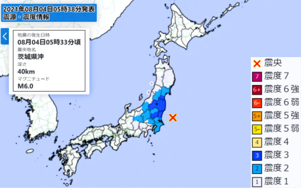 地震情報の画像