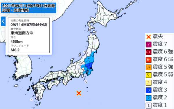 地震情報の画像