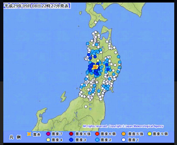 地震情報の画像