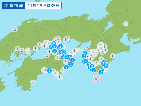 地震情報の画像