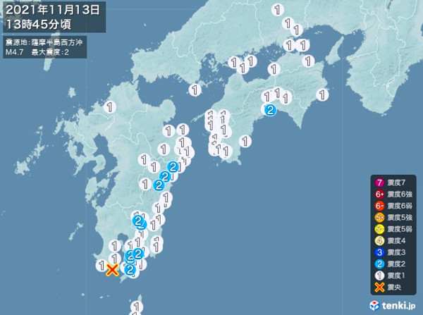 地震情報の画像