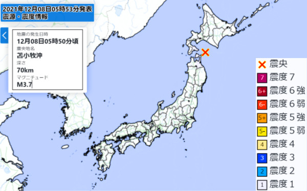 地震情報の画像