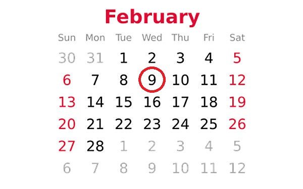 2022年2月のカレンダー