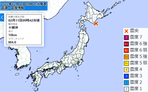 地震情報の画像