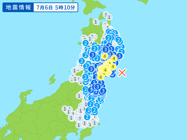 地震情報の画像