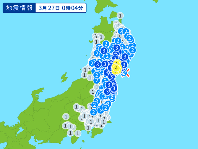 地震情報の画像