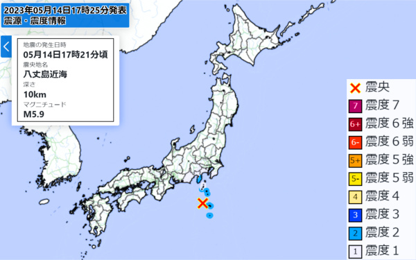 地震情報の画像