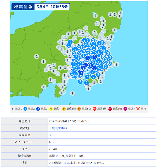 地震情報の画像