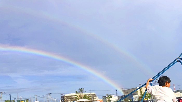 ダブルレインボーの写真