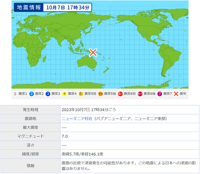 地震情報の画像